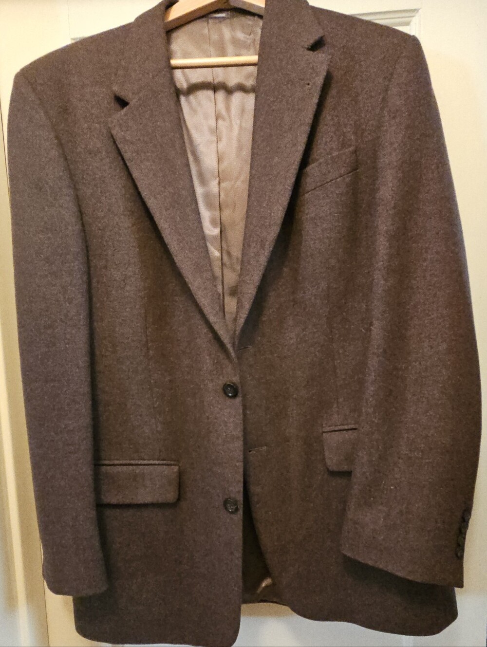Mens 42L Oscar de la Renta Brown Wool Blazer
